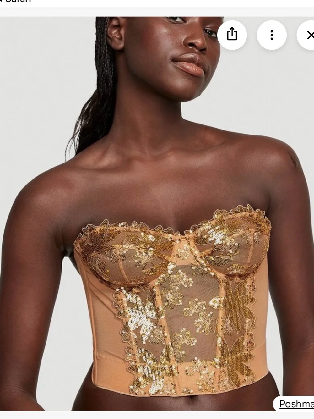 Victoria’s Secret Very Sexy Ziggy Gold Sequin Longline Corset Bustier 34D NWOT